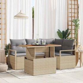 Conjunto de Comedor de Jardín con cojín 5 pcs Beige y gris en Sofás de exterior | Comprar online en Foru.es