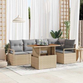 Conjunto de Comedor de Jardín con cojín 6 pcs Beige y gris en Sofás de exterior | Comprar online en Foru.es