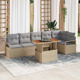 Conjunto de Comedor de Jardín con cojín 7 pcs Beige y gris en Sofás de exterior | Comprar online en Foru.es