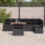 Conjunto de Comedor de Jardín con cojín 7 pcs Negro y Marrón en Sofás de exterior | Comprar online en Foru.es