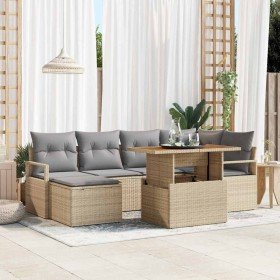 Conjunto de Comedor de Jardín con cojín 7 pcs Beige y gris en Sofás de exterior | Comprar online en Foru.es