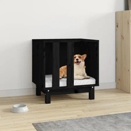 Caseta para perros madera maciza de pino negro 50x40x52 cm de vidaXL, Casetas para perros - Ref: Foro24-822475, Precio: 60,81...