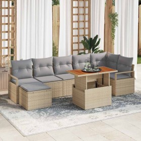 Conjunto de Comedor de Jardín con cojín 8 pcs Beige y gris en Sofás de exterior | Comprar online en Foru.es