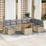 Conjunto de sofá de jardín con cojín 9 pcs Beige y gris en Sofás de exterior | Comprar online en Foru.es