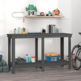 Banco de trabajo de madera maciza de pino gris 140x50x80 cm de vidaXL, Mesas de trabajo - Ref: Foro24-822508, Precio: 96,85 €...