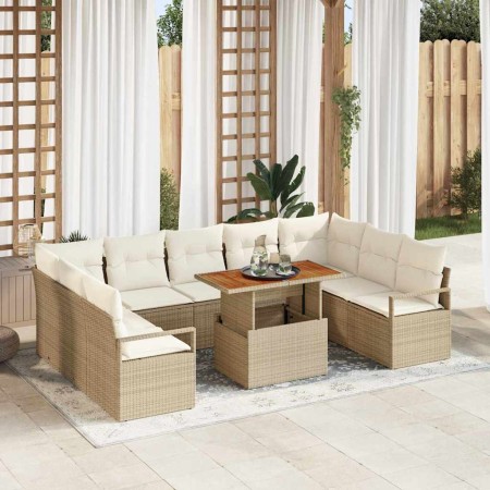 Conjunto de sofá de jardín con cojín 10 pcs Beige y Crema en Sofás de exterior | Comprar online en Foru.es
