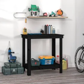 Banco de trabajo de madera maciza de pino negro 80x50x80 cm de vidaXL, Mesas de trabajo - Ref: Foro24-822500, Precio: 75,40 €...