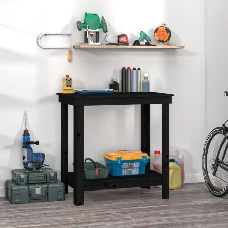 Solid black pine wood workbench 80x50x80 cm by vidaXL, Work tables - Ref: Foro24-822500, Price: 75,40 €, Discount: %