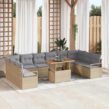 Conjunto de sofá de jardín con cojín Manual 11 pcs Beige y gris en Sofás de exterior | Comprar online en Foru.es