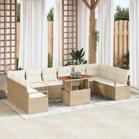 Conjunto de sofá de jardín con cojín 11 pcs Beige y Crema en Sofás de exterior | Comprar online en Foru.es