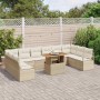 Conjunto de sofá de jardín con cojín 11 pcs Beige y Crema en Sofás de exterior | Comprar online en Foru.es