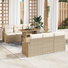 Conjunto de sofá de jardín con cojín Manual 7 pcs Beige y Crema en Sofás de exterior | Comprar online en Foru.es