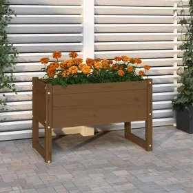 Jardinera madera maciza de pino marrón miel 78x40x52 cm de vidaXL, Maceteros y jardineras - Ref: Foro24-822120, Precio: 71,22...