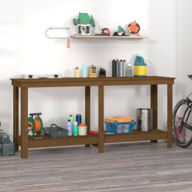 Banco de trabajo madera maciza de pino marrón miel 180x50x80 cm de vidaXL, Mesas de trabajo - Ref: Foro24-822514, Precio: 155...