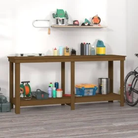 Solid honey brown pine wood workbench 180x50x80 cm by vidaXL, Work tables - Ref: Foro24-822514, Price: 153,55 €, Discount: %