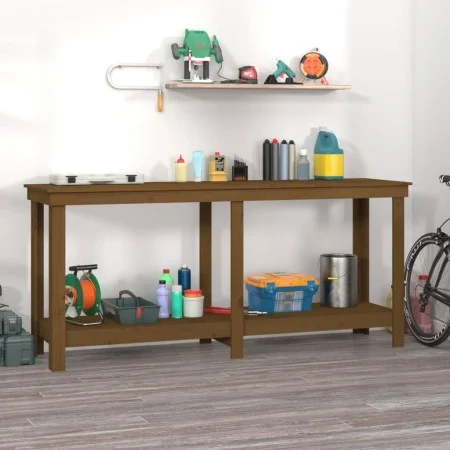 Solid honey brown pine wood workbench 180x50x80 cm by vidaXL, Work tables - Ref: Foro24-822514, Price: 153,55 €, Discount: %