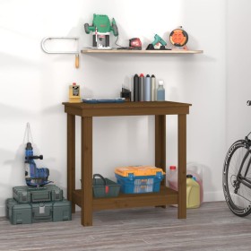 Banco de trabajo madera maciza de pino marrón miel 80x50x80 cm de vidaXL, Mesas de trabajo - Ref: Foro24-822499, Precio: 67,9...