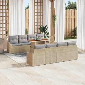 Conjunto de Comedor de Jardín con cojín 9 pcs Beige y gris en Sofás de exterior | Comprar online en Foru.es