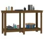 Solid honey brown pine wood workbench 140x50x80 cm by vidaXL, Work tables - Ref: Foro24-822509, Price: 101,83 €, Discount: %