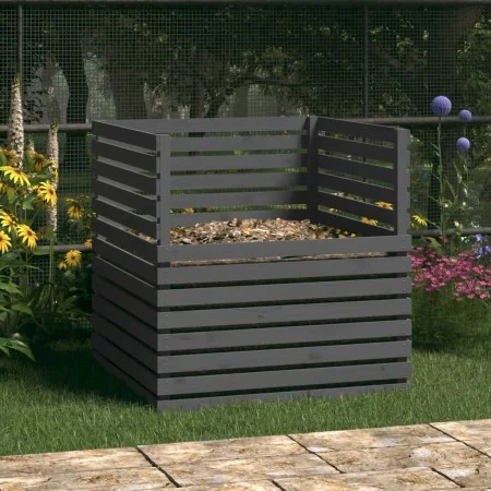 Compostador de madera maciza de pino gris 100x100x102 cm de vidaXL, Compostadores - Ref: Foro24-822194, Precio: 180,76 €, Des...