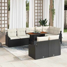 Conjunto de sofá de jardín con cojín Manual 9 pcs Negro y crema en Sofás de exterior | Comprar online en Foru.es