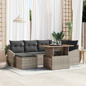 Conjunto de Comedor de Jardín con cojín 7 pcs Gris y marrón en Sofás de exterior | Comprar online en Foru.es