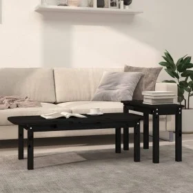 2-piece solid black pine wood coffee table set by vidaXL, Coffee table - Ref: Foro24-822366, Price: 77,05 €, Discount: %