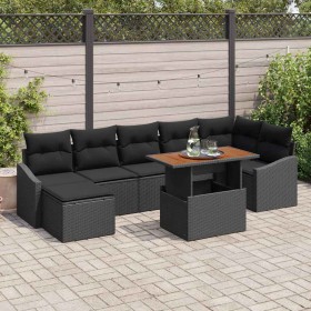 Conjunto de Comedor de Jardín con cojín 8 pcs Negro y Marrón en Sofás de exterior | Comprar online en Foru.es