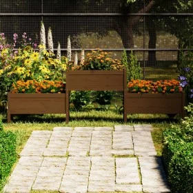Jardinera madera maciza de pino marrón miel 245,5x44x75 cm de vidaXL, Maceteros y jardineras - Ref: Foro24-822255, Precio: 15...
