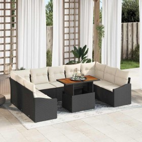 Conjunto de Comedor de Jardín con cojín 10 pcs Negro y crema en Sofás de exterior | Comprar online en Foru.es