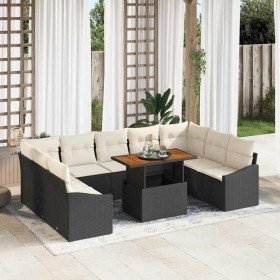 Conjunto de Comedor de Jardín con cojín 10 pcs Negro y crema en Sofás de exterior | Comprar online en Foru.es