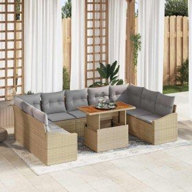 Conjunto de Comedor de Jardín con cojín 10 pcs Beige y gris en Sofás de exterior | Comprar online en Foru.es