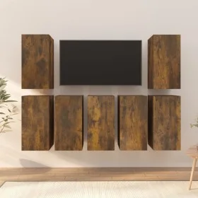 Muebles para TV 7 uds contrachapado roble ahumado 30,5x30x60 cm de vidaXL, Muebles TV - Ref: Foro24-3120335, Precio: 191,65 €...