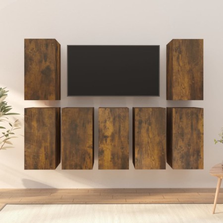 Muebles para TV 7 uds contrachapado roble ahumado 30,5x30x60 cm de vidaXL, Muebles TV - Ref: Foro24-3120335, Precio: 197,62 €...