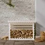 Leñero de madera maciza de pino blanco 108x73x79 cm de vidaXL, Accesorios para bolsas y soportes de leña - Ref: Foro24-822228...