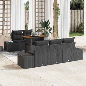 Conjunto de Comedor de Jardín con cojín 6 pcs Negro y Marrón en Sofás de exterior | Comprar online en Foru.es
