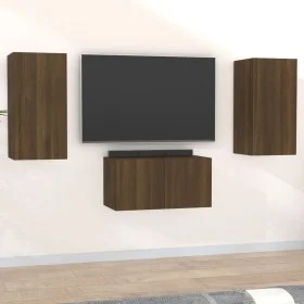 Set de muebles para TV 3 pzas madera contrachapada roble marrón de vidaXL, Muebles TV - Ref: Foro24-3120232, Precio: 82,03 €,...