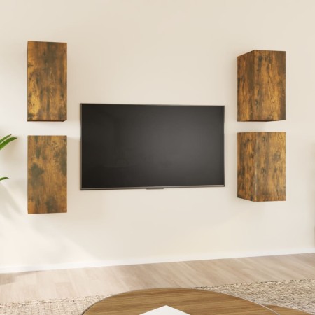 Mueble TV 4 uds madera contrachapada roble ahumado 30,5x30x60cm de vidaXL, Muebles TV - Ref: Foro24-3120326, Precio: 116,15 €...