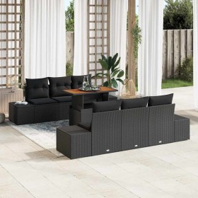 Conjunto de Comedor de Jardín con cojín 7 pcs Negro y Marrón en Sofás de exterior | Comprar online en Foru.es