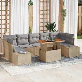 Conjunto de Comedor de Jardín con cojín 8 pcs Beige y gris en Sofás de exterior | Comprar online en Foru.es