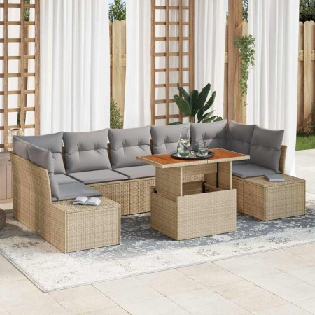 Conjunto de Comedor de Jardín con cojín 8 pcs Beige y gris en Sofás de exterior | Comprar online en Foru.es