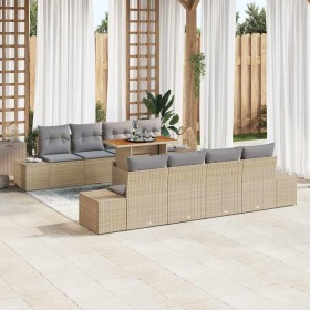 Conjunto de Comedor de Jardín con cojín 9 pcs Beige y gris en Sofás de exterior | Comprar online en Foru.es