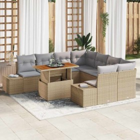 Conjunto de Comedor de Jardín con cojín 9 pcs Beige y gris en Sofás de exterior | Comprar online en Foru.es