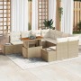Conjunto de Comedor de Jardín con cojín 9 pcs Beige y Crema en Sofás de exterior | Comprar online en Foru.es