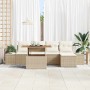 Conjunto de Comedor de Jardín con cojín 6 pcs Beige y Crema en Sofás de exterior | Comprar online en Foru.es