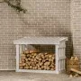 Leñero de madera maciza de pino blanco 108x64,5x77 cm de vidaXL, Accesorios para bolsas y soportes de leña - Ref: Foro24-8224...