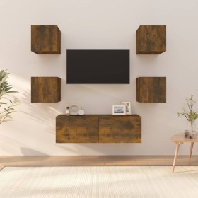 Juego de muebles de pared para TV contrachapado roble ahumado de vidaXL, Muebles TV - Ref: Foro24-3120302, Precio: 115,34 €, ...