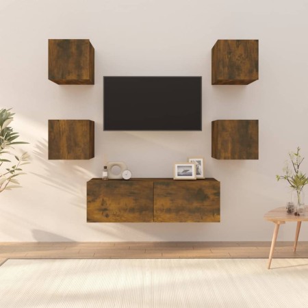 Juego de muebles de pared para TV contrachapado roble ahumado de vidaXL, Muebles TV - Ref: Foro24-3120302, Precio: 115,34 €, ...