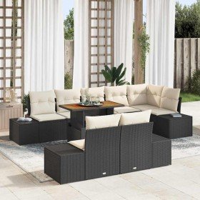 Conjunto de Comedor de Jardín con cojín 9 pcs Negro y crema en Sofás de exterior | Comprar online en Foru.es