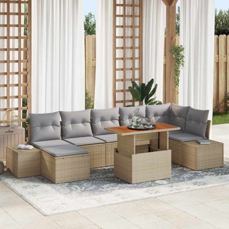 Conjunto de sofá de jardín con cojín 8 pcs Beige y gris en Sofás de exterior | Comprar online en Foru.es